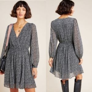 Maeve Anthropologie Carolyn Leopard Mini Dress Black and White Large